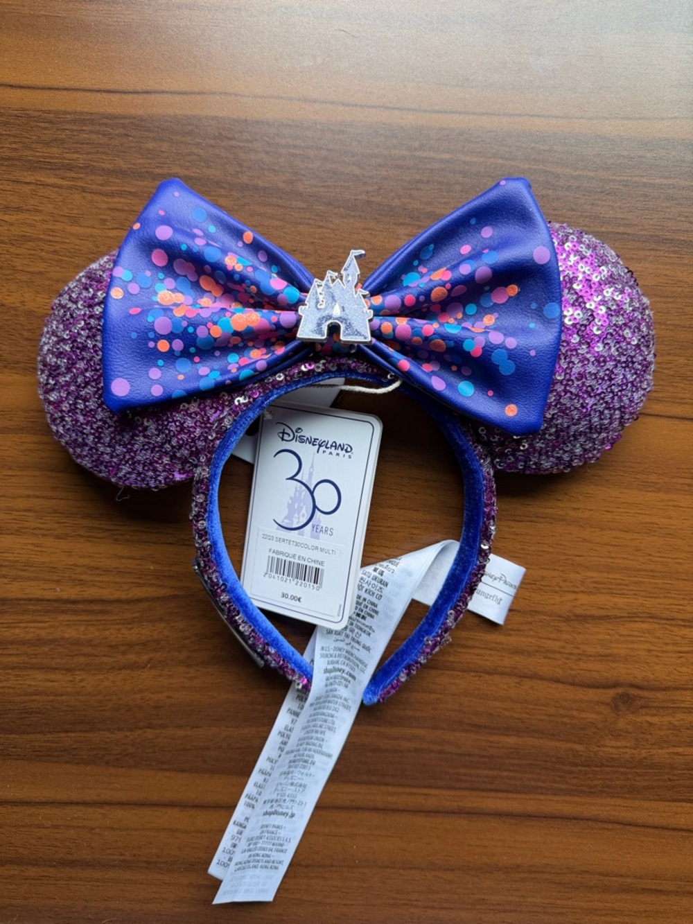 Loungefly Purple Glitter Disneyland Paris 30th Anniversary Minnie Ears Headband